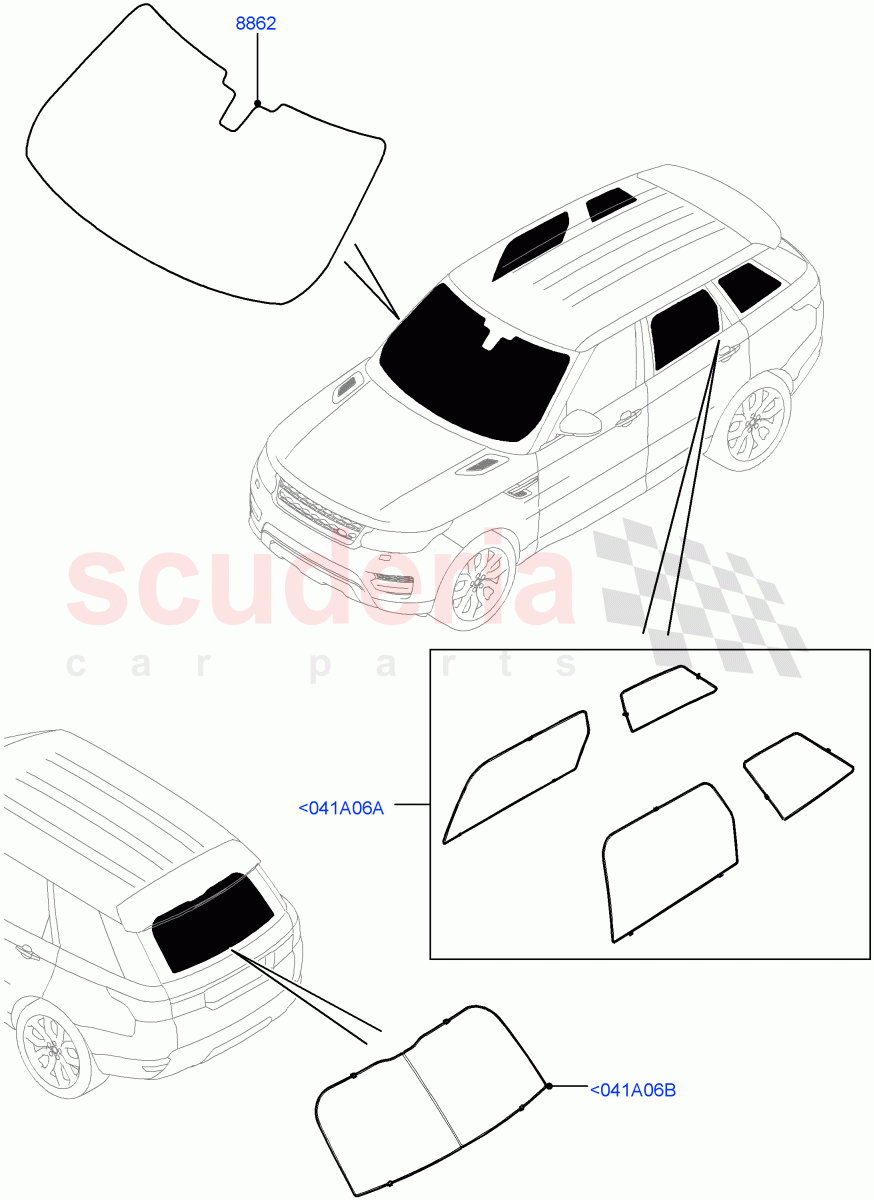 Touring Accessories(Accessory, Sun Blinds) of Land Rover Land Rover Range Rover Sport (2014+) [3.0 I6 Turbo Diesel AJ20D6]