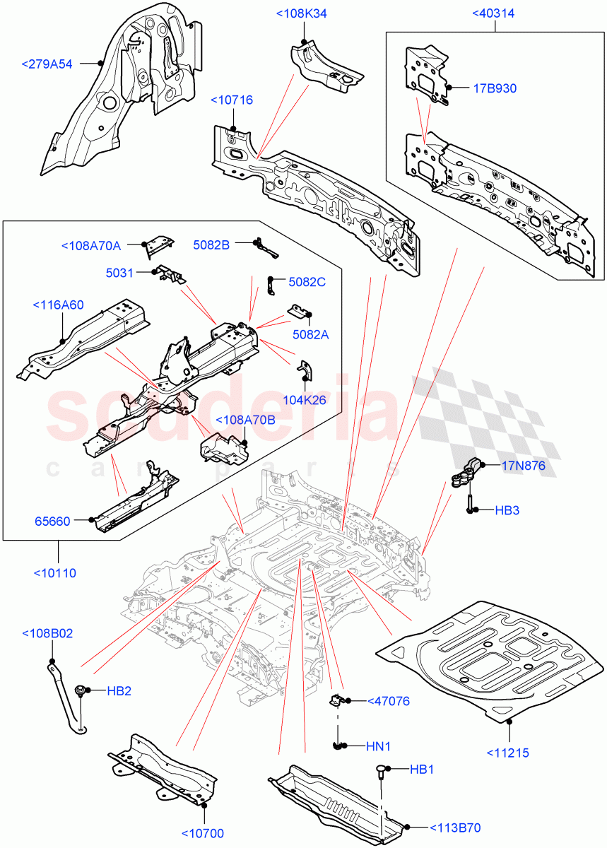 Floor Pan - Centre And Rear (Long Wheelbase) (Changsu (China)) of Land Rover Land Rover Range Rover Evoque (2019+) [1.5 I3 Turbo Petrol AJ20P3]