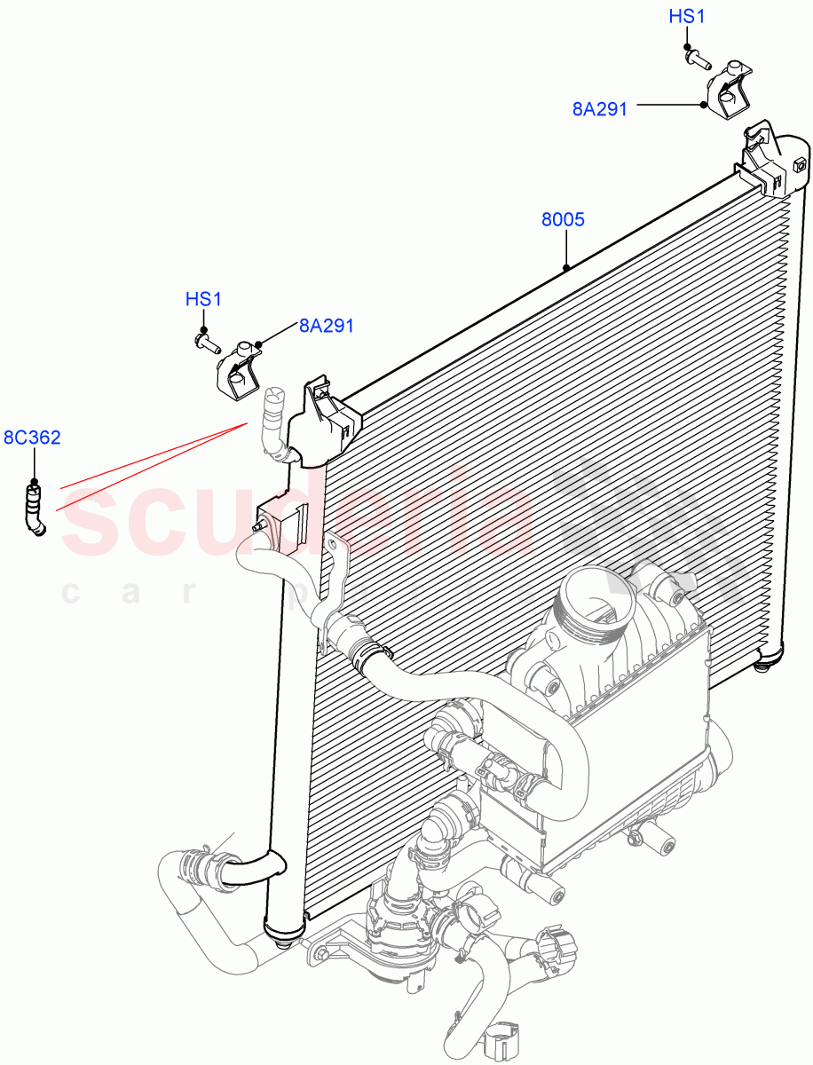 Radiator/Coolant Overflow Container (Solihull Plant Build, Intercooler Radiator, Water Charge Air Cooler) (2.0L I4 DSL MID DOHC AJ200, 2.0L I4 DSL HIGH DOHC AJ200) ((V) FROMHA000001) of Land Rover Land Rover Discovery 5 (2017+) [2.0 Turbo Diesel]