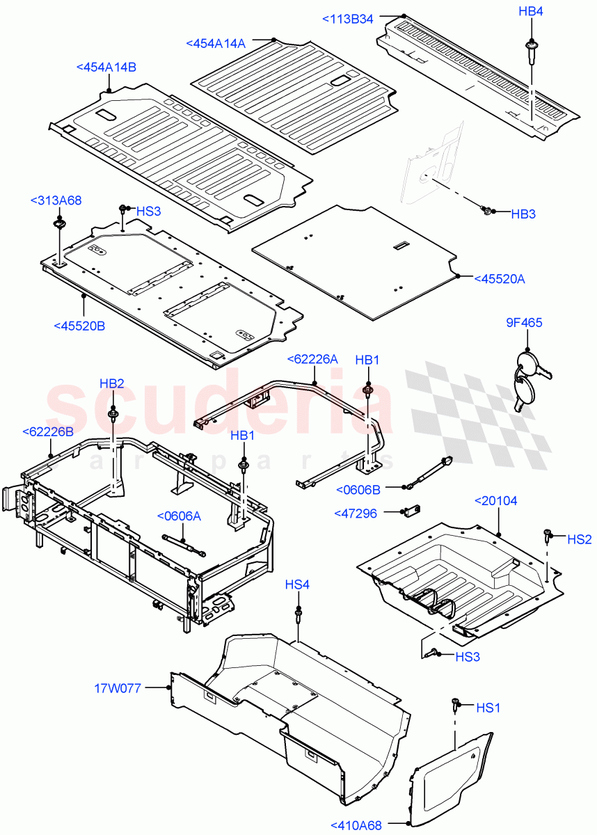 Load Compartment Trim(Commercial)(Standard Wheelbase,Version - Commercial)((V)FROMM2000001) of Land Rover Land Rover Defender (2020+) [3.0 I6 Turbo Petrol AJ20P6]