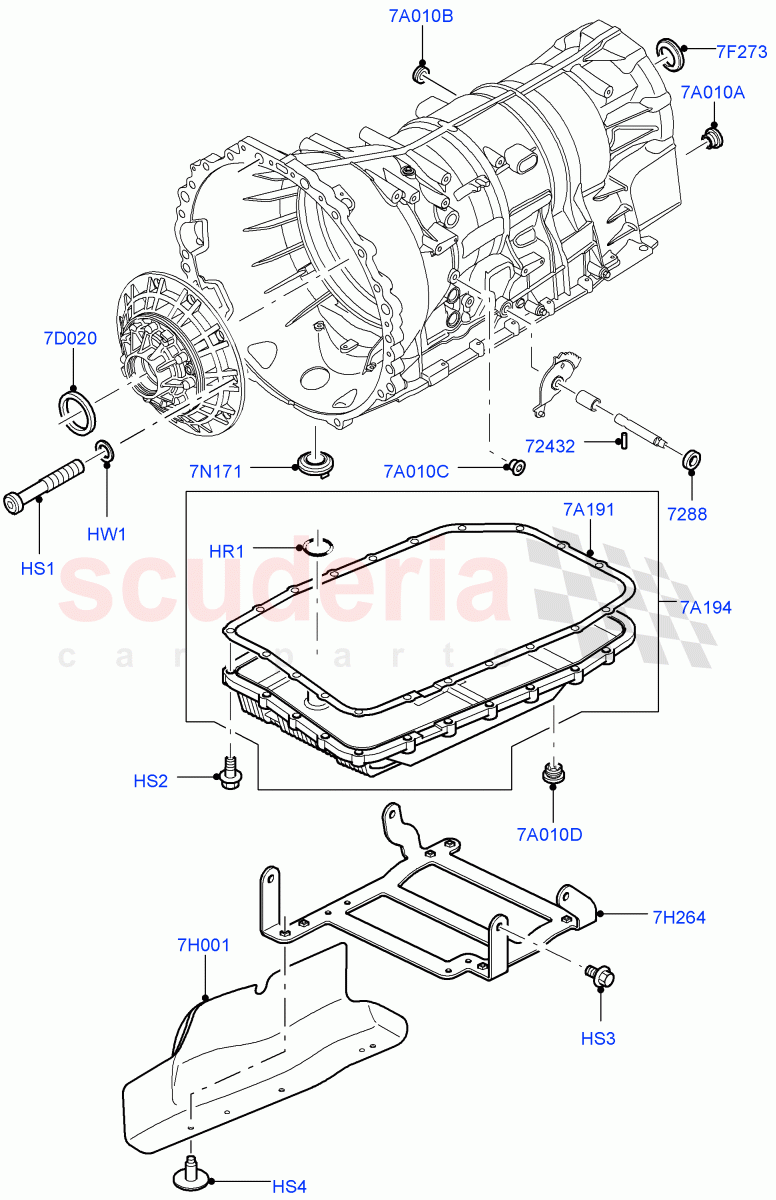 Transmission External Components (3.0 V6 Diesel, 6 Speed Auto Transmission ZF 6HP28, 5.0L OHC SGDI SC V8 Petrol - AJ133, 5.0L OHC SGDI NA V8 Petrol - AJ133) ((V) FROMAA000001) of Land Rover Land Rover Range Rover Sport (2010-2013) [3.0 Diesel 24V DOHC TC]