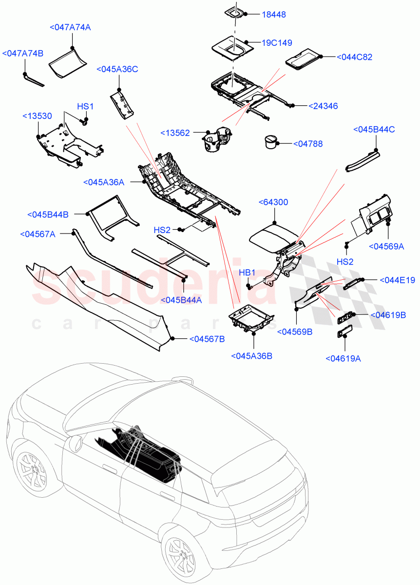 Console - Floor (External Components) (Itatiaia (Brazil)) of Land Rover Land Rover Range Rover Evoque (2019+) [2.0 Turbo Diesel AJ21D4]