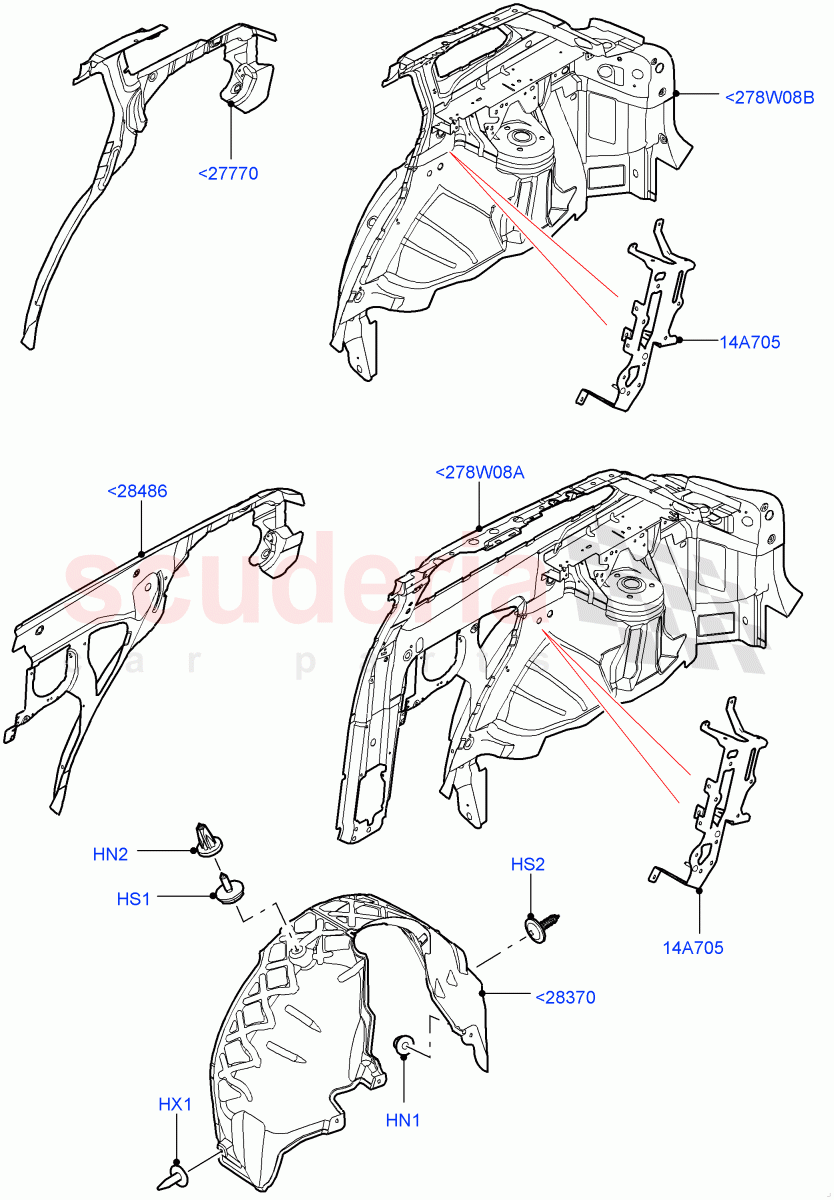 Side Panels - Inner(Rear)(Halewood (UK)) of Land Rover Land Rover Range Rover Evoque (2012-2018) [2.0 Turbo Diesel]