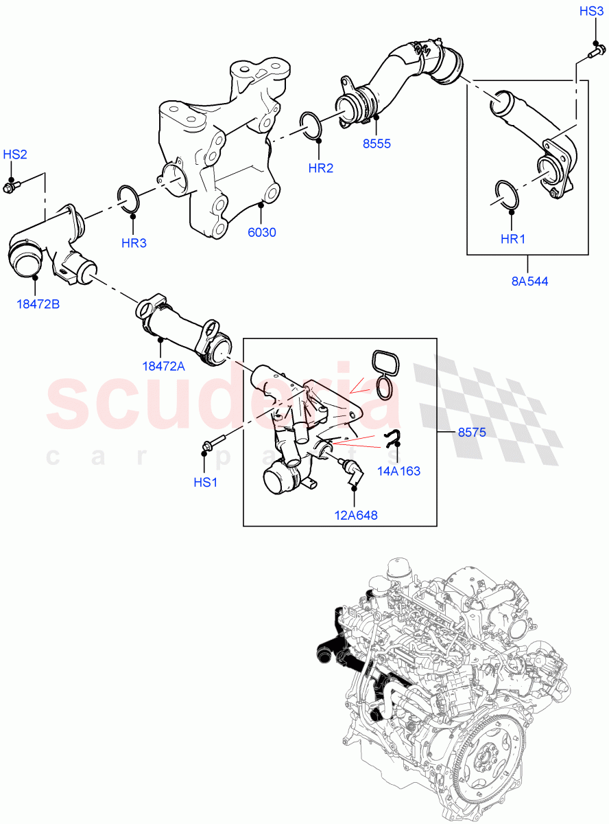 Thermostat/Housing & Related Parts (2.0L AJ20D4 Diesel Mid PTA, Itatiaia (Brazil)) ((V) FROMLT000001) of Land Rover Land Rover Discovery Sport (2015+) [2.0 Turbo Diesel]