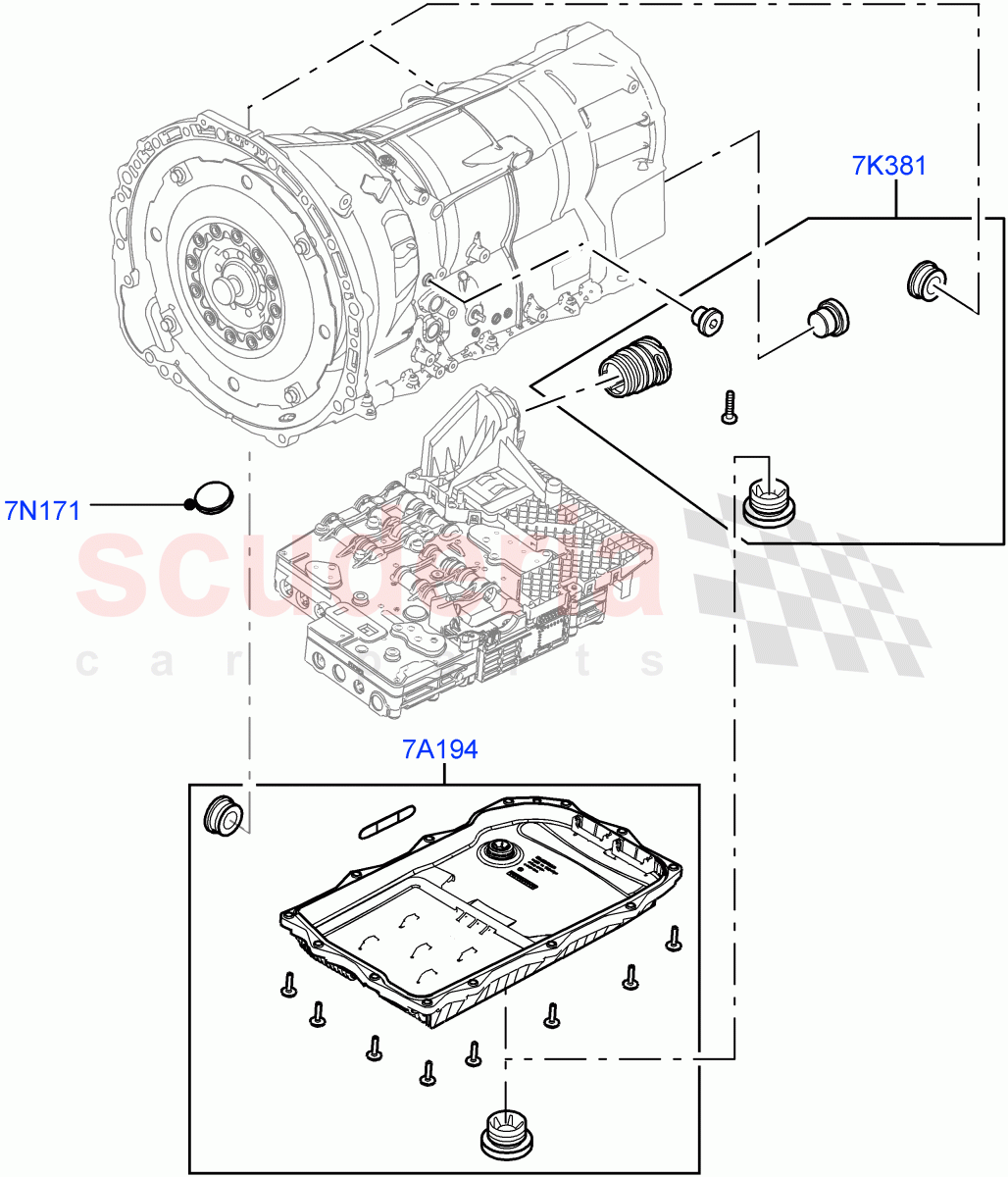 Transmission External Components(Solihull Plant Build)(2.0L I4 DSL HIGH DOHC AJ200,8 Speed Auto Trans ZF 8HP70 4WD)((V)FROMHA000001) of Land Rover Land Rover Range Rover Sport (2014+) [3.0 I6 Turbo Petrol AJ20P6]