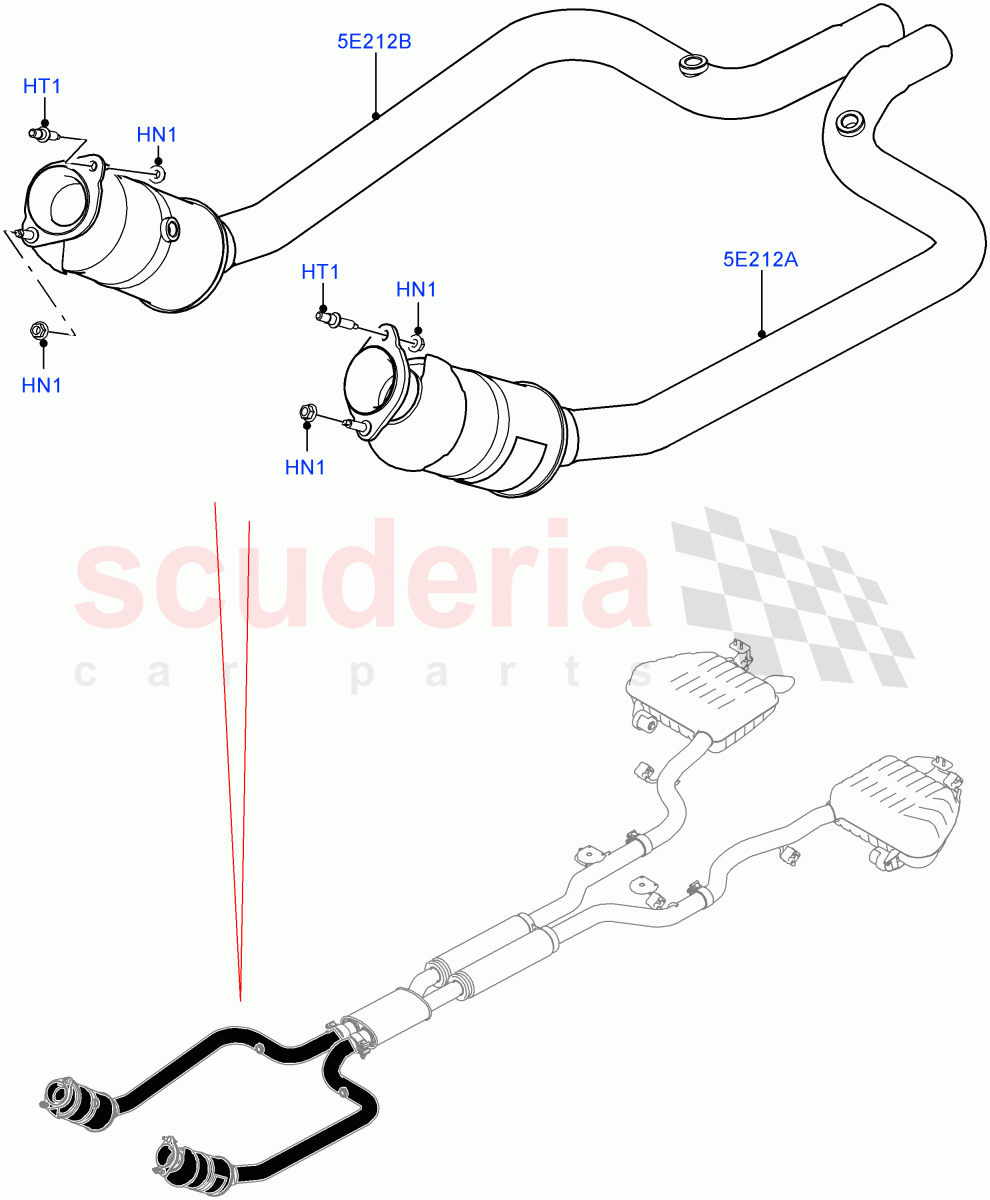 Front Exhaust System(3.0L DOHC GDI SC V6 PETROL) of Land Rover Land Rover Range Rover Velar (2017+) [3.0 DOHC GDI SC V6 Petrol]