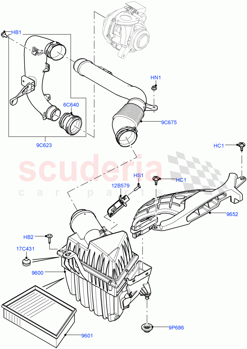 Air Cleaner (2.2L CR DI 16V Diesel) of Land Rover Land Rover Range Rover Evoque (2012-2018) [2.2 Single Turbo Diesel]