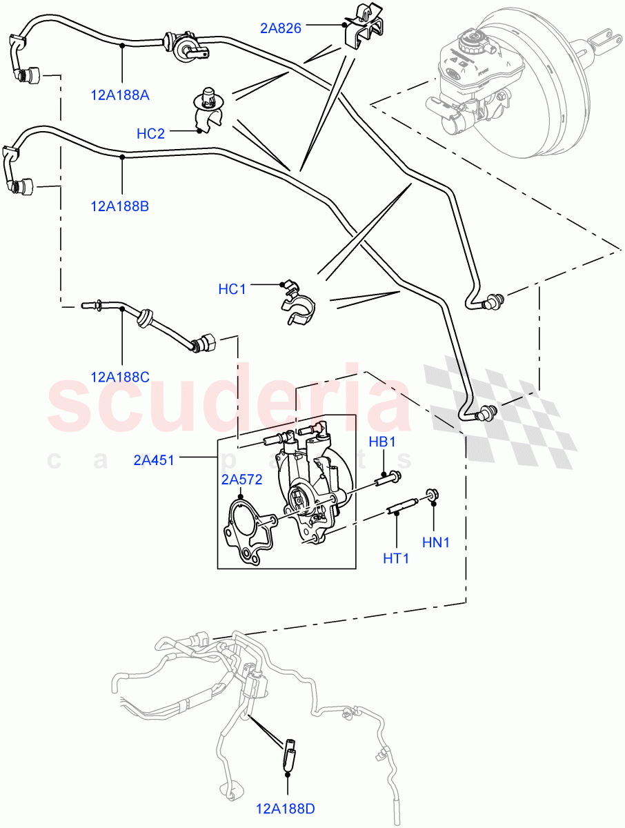 Vacuum Control And Air Injection (Vacuum Pump And Hoses) (3.0L 24V V6 Turbo Diesel Std Flow, 8 Speed Auto Trans ZF 8HP70 4WD, LHD, 3.0L 24V DOHC V6 TC Diesel, 3.0 V6 D Gen2 Mono Turbo, 3.0 V6 D Gen2 Twin Turbo) ((V) TOGA999999) of Land Rover Land Rover Range Rover Sport (2014+) [3.0 Diesel 24V DOHC TC]