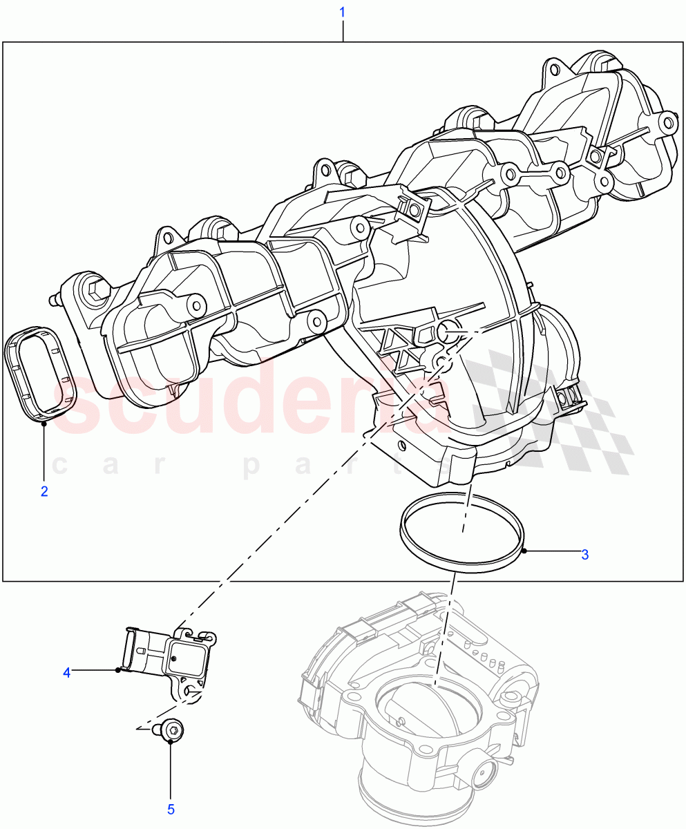 Inlet Manifold (2.2L 16V TC I4 DSL 122PS PUMA) ((V) FROMCA000001) of Land Rover Land Rover Defender (2007-2016)