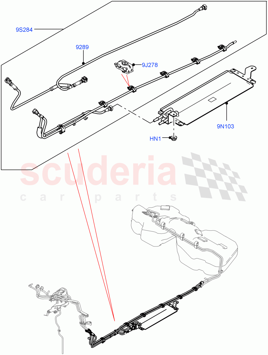 Fuel Lines (Rear) (3.0 V6 D Gen2 Twin Turbo) of Land Rover Land Rover Range Rover Velar (2017+) [3.0 Diesel 24V DOHC TC]