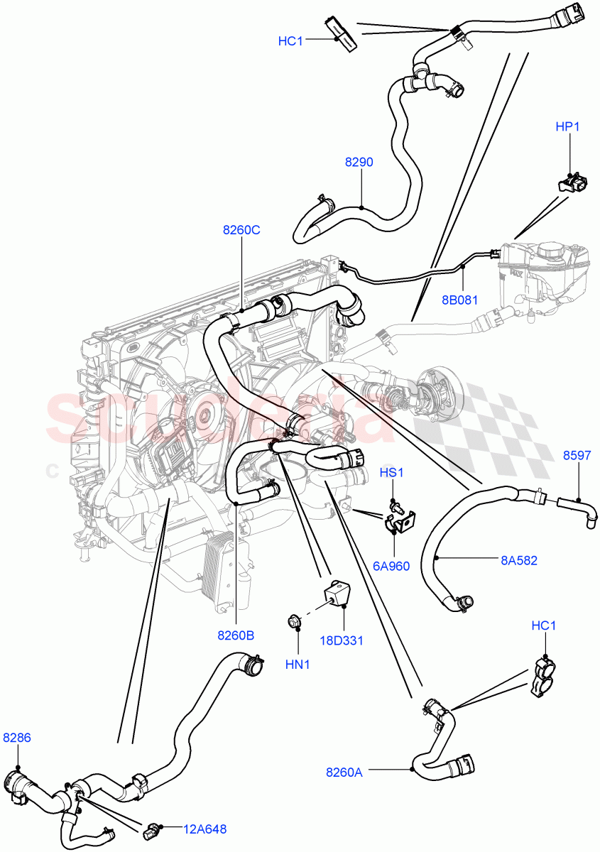 Cooling System Pipes And Hoses(2.0L 16V TIVCT T/C Gen2 Petrol,Halewood (UK),2.0L 16V TIVCT T/C 240PS Petrol) of Land Rover Land Rover Discovery Sport (2015+) [2.0 Turbo Petrol GTDI]