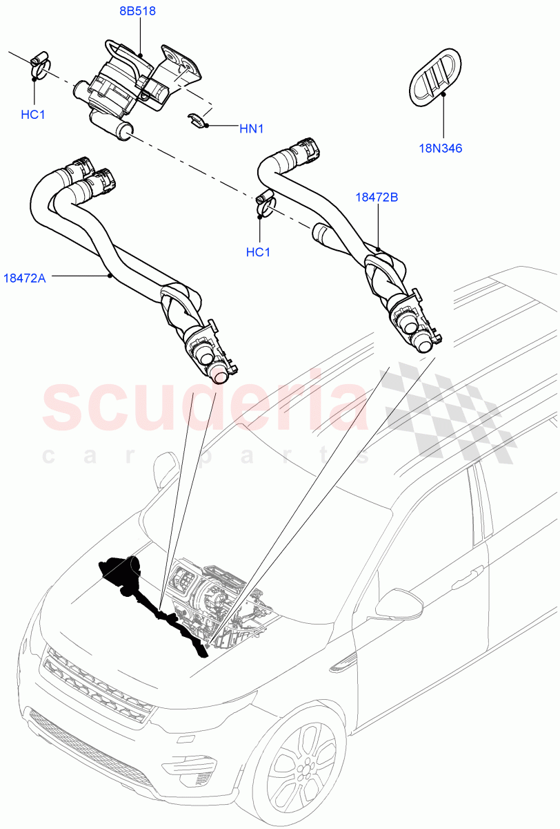 Heater Hoses(Changsu (China))((V)FROMFG000001,(V)TOKG446856) of Land Rover Land Rover Discovery Sport (2015+) [2.2 Single Turbo Diesel]