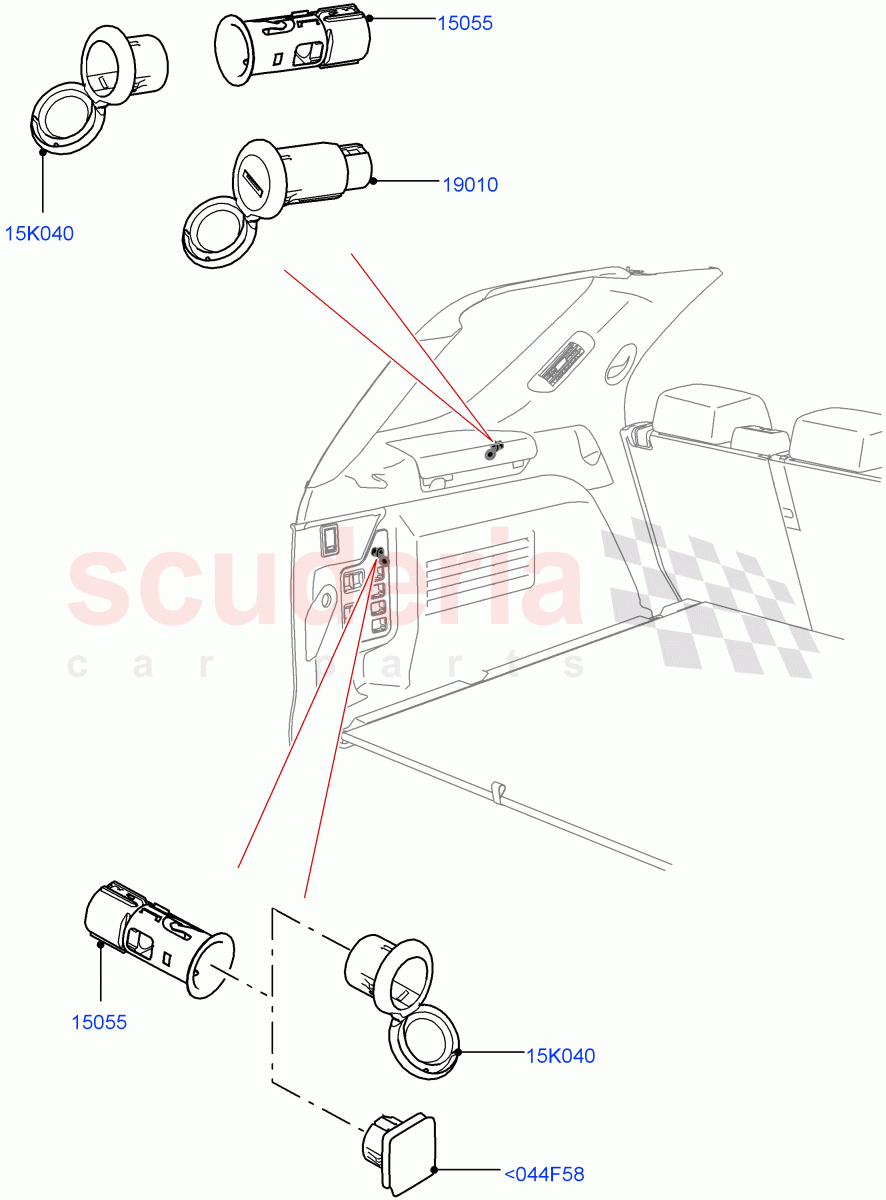 Auxiliary Electrical Power Points(Nitra Plant Build)((V)FROMK2000001) of Land Rover Land Rover Discovery 5 (2017+) [3.0 I6 Turbo Petrol AJ20P6]