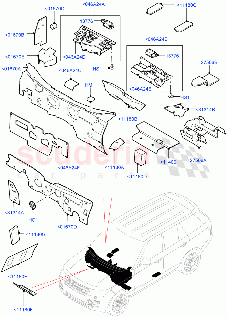 Insulators - Front(Passenger Compartment) of Land Rover Land Rover Range Rover (2012-2021) [3.0 Diesel 24V DOHC TC]