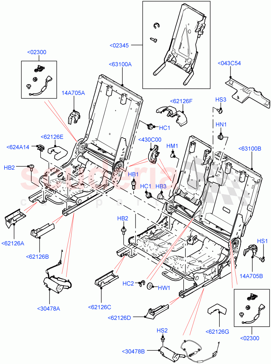 Rear Seat Base(Halewood (UK),60/40 Load Through With Slide)((V)FROMLH000001) of Land Rover Land Rover Discovery Sport (2015+) [1.5 I3 Turbo Petrol AJ20P3]