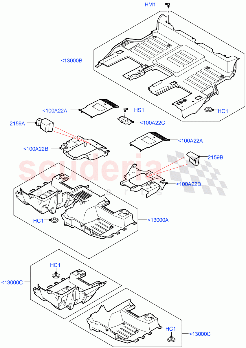 Floor Trim(Floor Carpets)(Short Wheelbase,Version - X,Version - First Edition,Version - Core,Version - X-Dynamic,Version - LE) of Land Rover Land Rover Defender (2020+) [3.0 I6 Turbo Petrol AJ20P6]