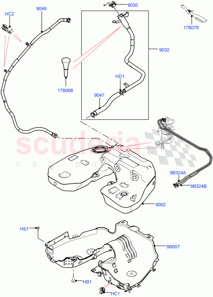 Fuel Tank & Related Parts (Nitra Plant Build) (3.0L AJ20D6 Diesel High) ((V) FROMM2000001) of Land Rover Land Rover Discovery 5 (2017+) [3.0 I6 Turbo Diesel AJ20D6]