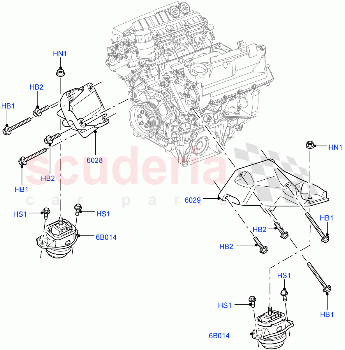 Engine Mounting (5.0L OHC SGDI NA V8 Petrol - AJ133) ((V) FROMAA000001) of Land Rover Land Rover Discovery 4 (2010-2016) [4.0 Petrol V6]