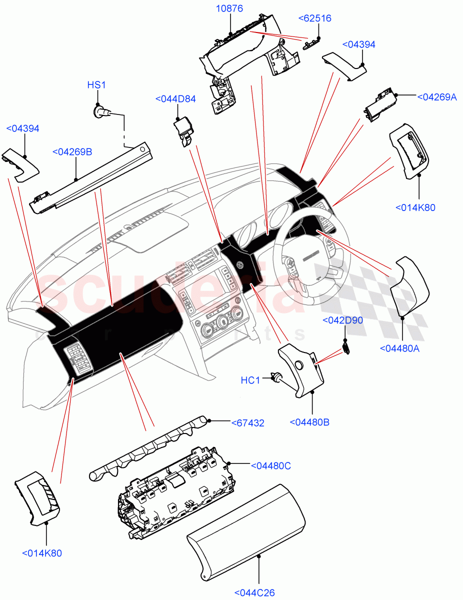 Instrument Panel(Centre, External Components, Solihull Plant Build)((V)FROMHA000001) of Land Rover Land Rover Discovery 5 (2017+) [2.0 Turbo Petrol AJ200P]