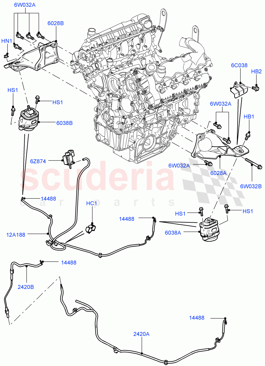 Engine Mounting (3.6L V8 32V DOHC EFi Diesel Lion, 4.4L DOHC DITC V8 Diesel) ((V) FROMAA000001) of Land Rover Land Rover Range Rover (2010-2012) [5.0 OHC SGDI SC V8 Petrol]