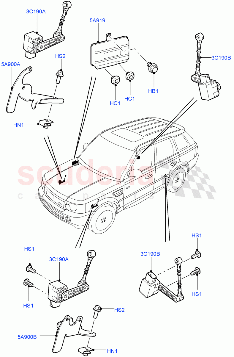 Air Suspension Controls/Electrics ((V) FROMAA000001) of Land Rover Land Rover Range Rover Sport (2010-2013) [3.0 Diesel 24V DOHC TC]