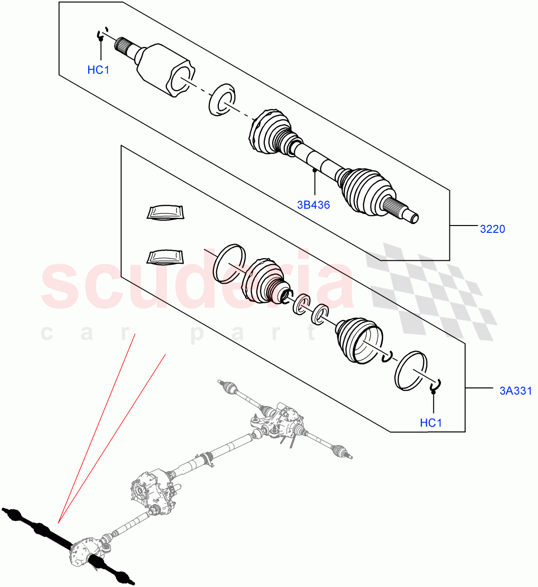 Drive Shaft - Front Axle Drive(Driveshaft)(3.0L AJ20D6 Diesel High)((V)FROMM2000001) of Land Rover Land Rover Defender (2020+) [3.0 I6 Turbo Petrol AJ20P6]