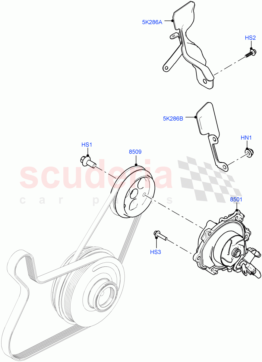 Water Pump (2.0L AJ20P4 Petrol Mid PTA, Halewood (UK), Electric Engine Battery-MHEV, 2.0L AJ20P4 Petrol E100 PTA, 2.0L AJ20P4 Petrol High PTA) of Land Rover Land Rover Discovery Sport (2015+) [2.0 Turbo Petrol AJ200P]