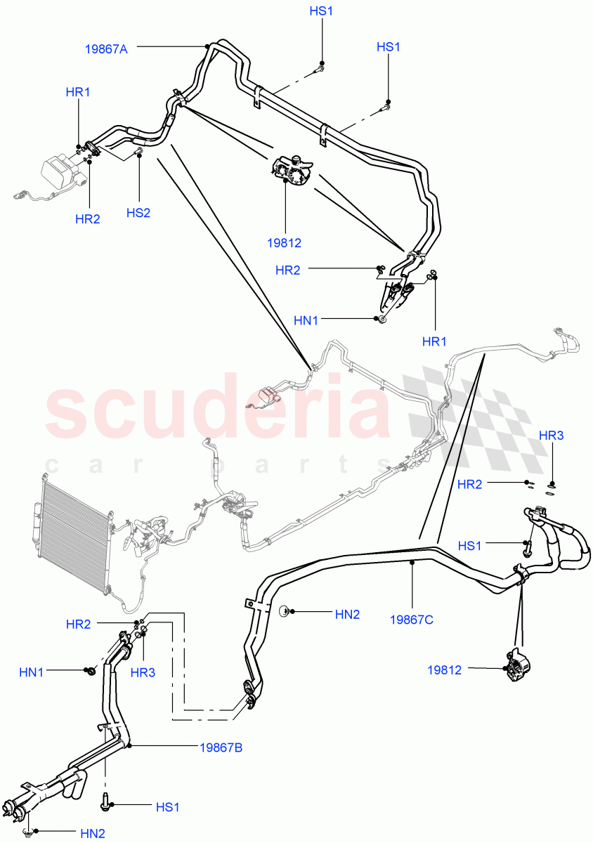 Air Conditioning Condensr/Compressr(Rear)(Premium Air Con Hybrid Front/Rear)((V)FROMEA000001,(V)TOHA999999) of Land Rover Land Rover Range Rover (2012-2021) [3.0 DOHC GDI SC V6 Petrol]