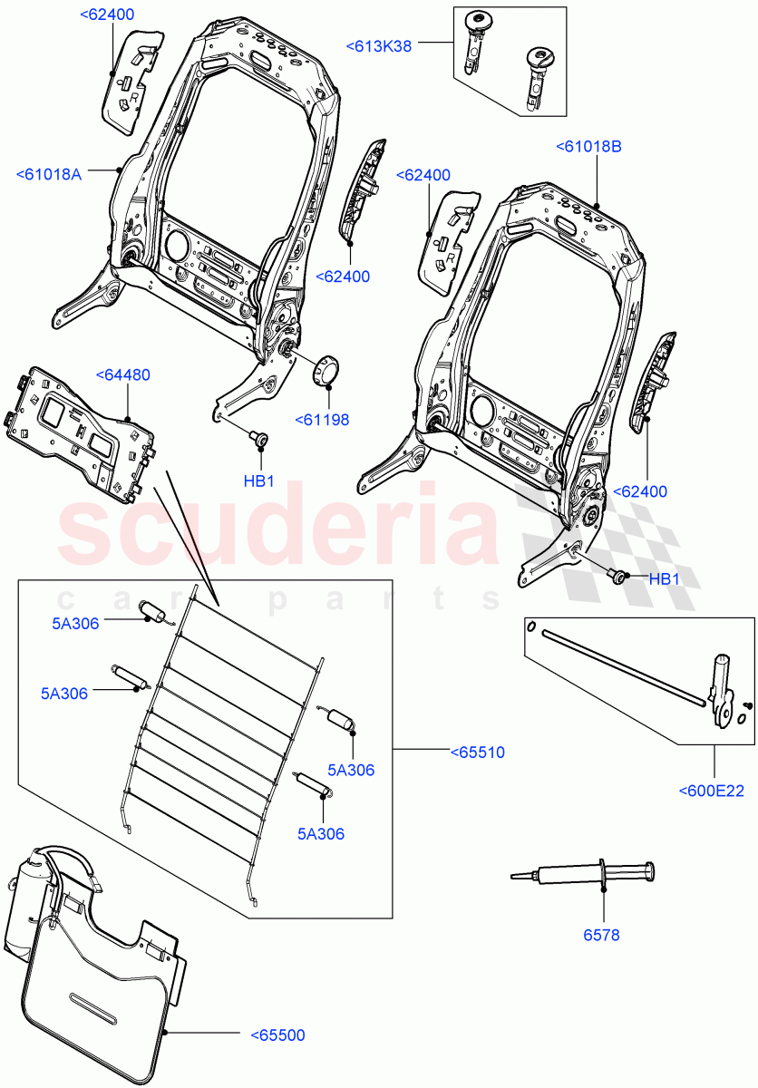Front Seat Back (5 Door, Halewood (UK), Seat - Standard) of Land Rover Land Rover Range Rover Evoque (2012-2018) [2.0 Turbo Diesel]