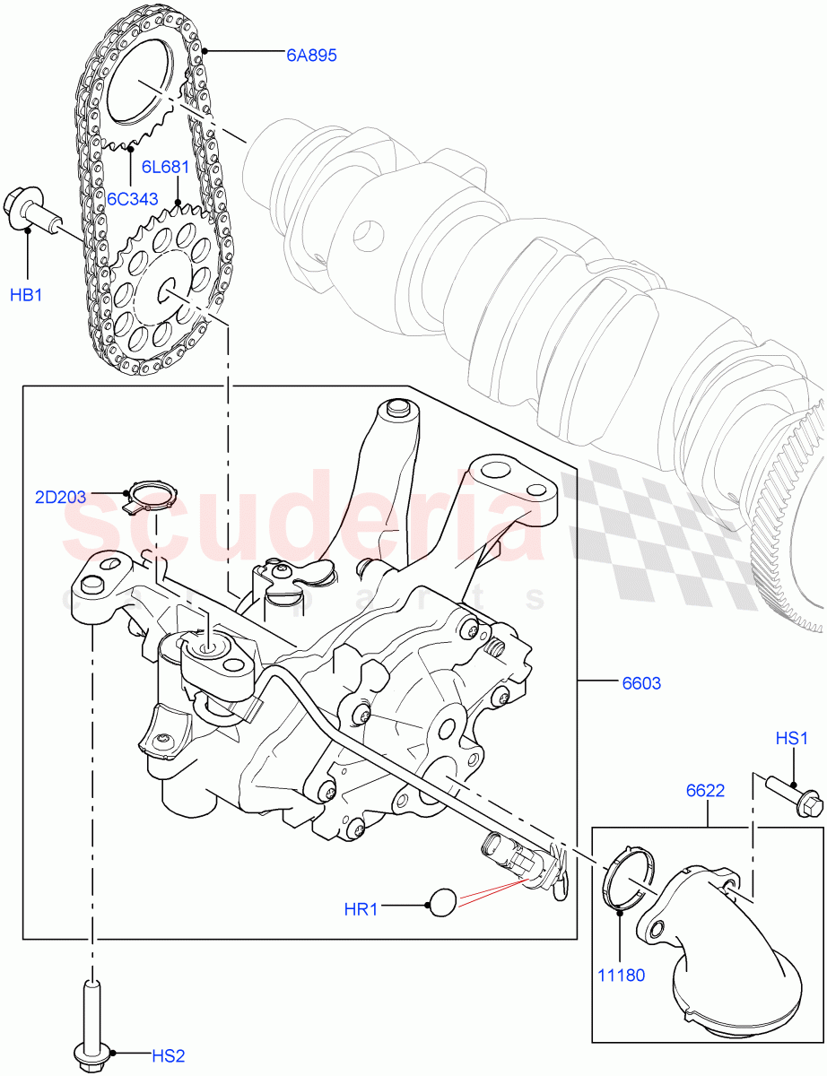 Oil Pump (2.0L AJ20D4 Diesel Mid PTA, Halewood (UK), 2.0L AJ20D4 Diesel High PTA, 2.0L AJ20D4 Diesel LF PTA) of Land Rover Land Rover Discovery Sport (2015+) [2.0 Turbo Diesel]