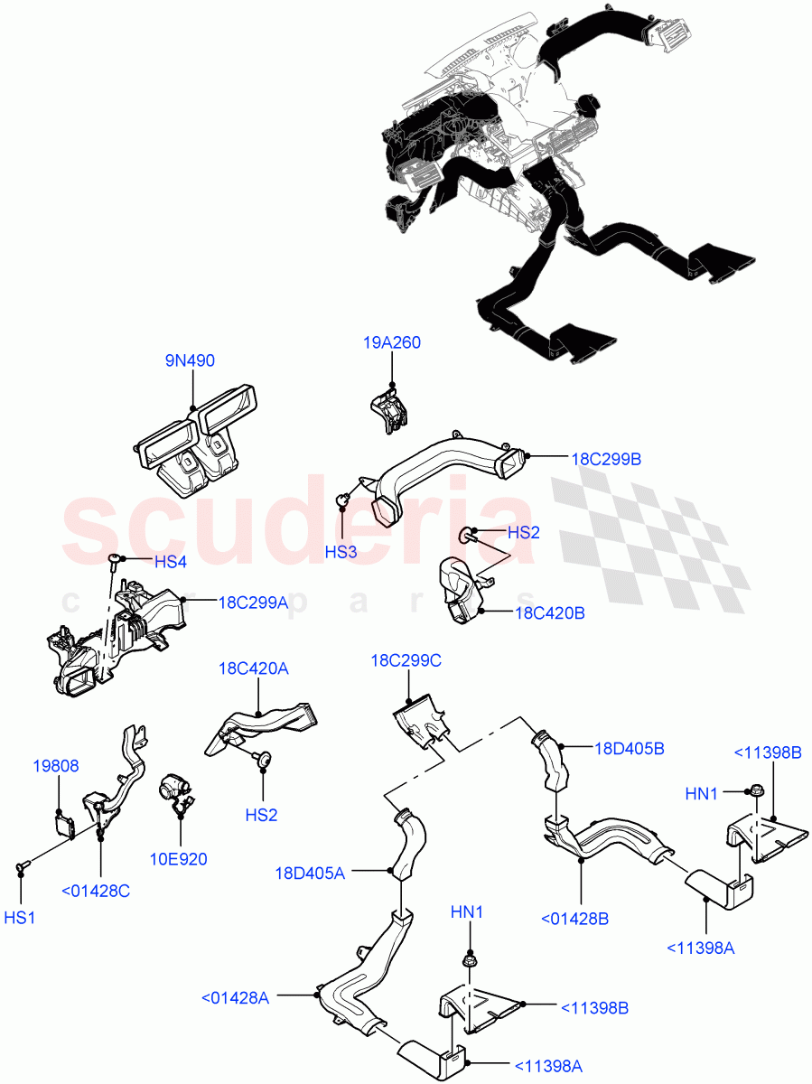 Air Vents, Louvres And Ducts(Internal Components)(LHD,Halewood (UK),Head Up Display)((V)TOKH999999) of Land Rover Land Rover Discovery Sport (2015+) [2.2 Single Turbo Diesel]