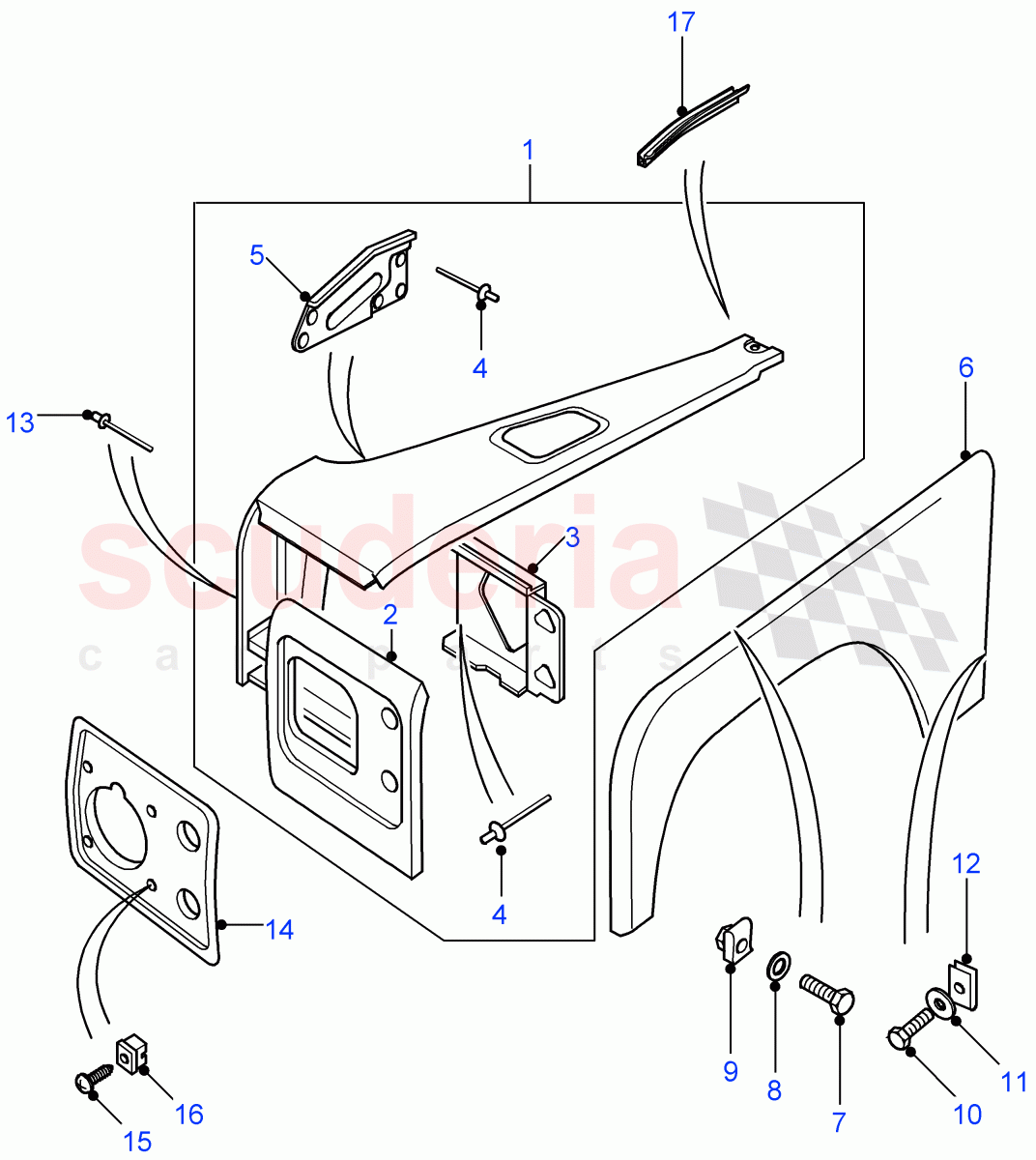 Front Wing Assembly ((V) FROM7A000001) of Land Rover Land Rover Defender (2007-2016)