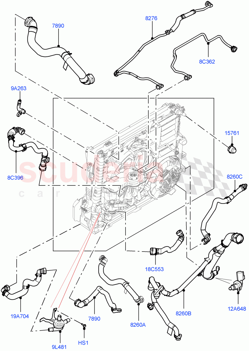 Cooling System Pipes And Hoses (2.0L AJ21D4 Diesel Mid) ((V) FROMMA000001) of Land Rover Land Rover Range Rover Velar (2017+) [2.0 Turbo Diesel AJ21D4]