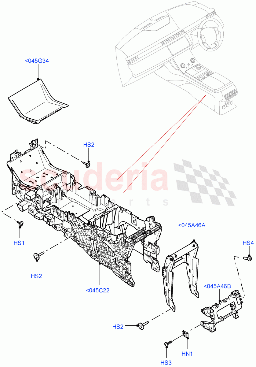 Console - Floor(Internal Components) of Land Rover Land Rover Range Rover Velar (2017+) [3.0 I6 Turbo Diesel AJ20D6]