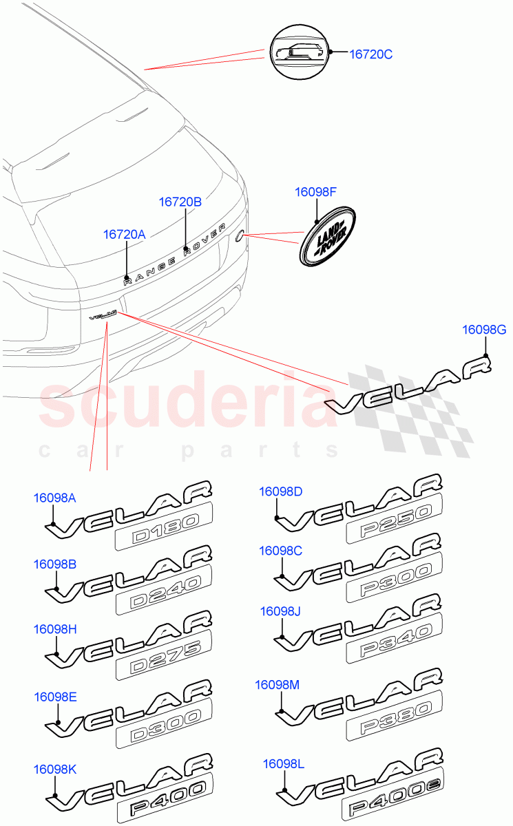 Name Plates(Rear)(Version - Core,Trunk Badge - R Dynamic,Less Trunk Badge,Version - R-Dynamic) of Land Rover Land Rover Range Rover Velar (2017+) [3.0 I6 Turbo Diesel AJ20D6]