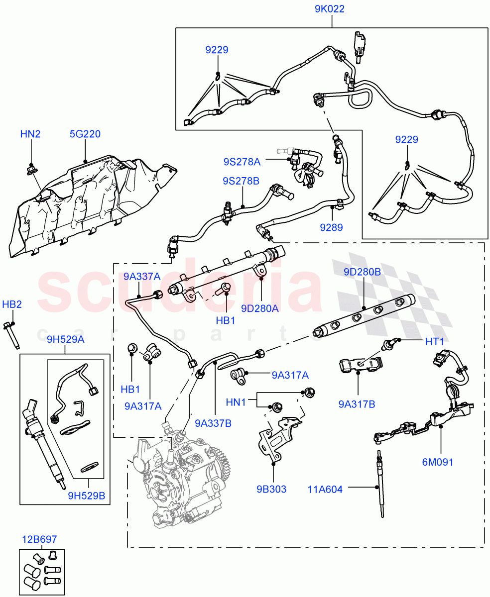 Fuel Injectors And Pipes(3.6L V8 32V DOHC EFi Diesel Lion)((V)FROMAA000001) of Land Rover Land Rover Range Rover Sport (2010-2013) [3.6 V8 32V DOHC EFI Diesel]