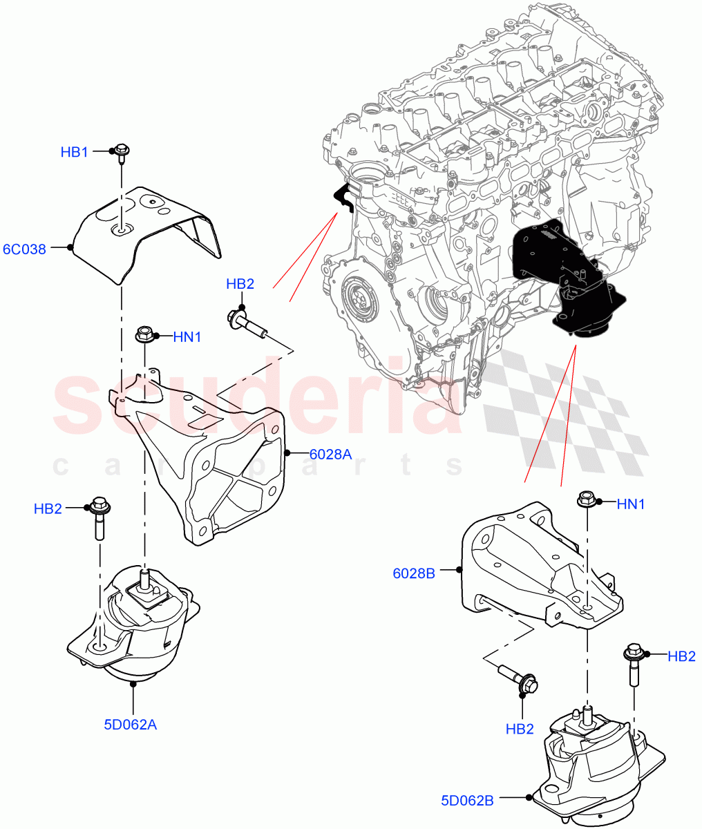 Engine Mounting (3.0L AJ20P6 Petrol High) ((V) FROMMA000001) of Land Rover Land Rover Range Rover Velar (2017+) [3.0 I6 Turbo Petrol AJ20P6]