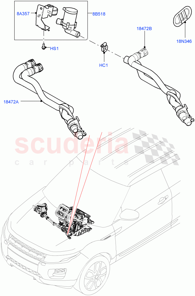 Heater Hoses(2.0L I4 DSL MID DOHC AJ200,Halewood (UK),2.0L I4 DSL HIGH DOHC AJ200)((V)FROMGH000001) of Land Rover Land Rover Discovery Sport (2015+) [2.0 Turbo Diesel AJ21D4]