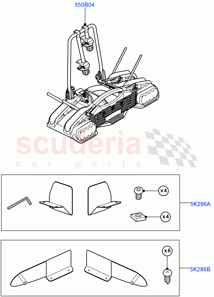 Carriers & Boxes (Accessory, Nitra Plant Build, Solihull Plant Build, Bike Carriers) of Land Rover Land Rover Discovery 5 (2017+) [3.0 I6 Turbo Diesel AJ20D6]