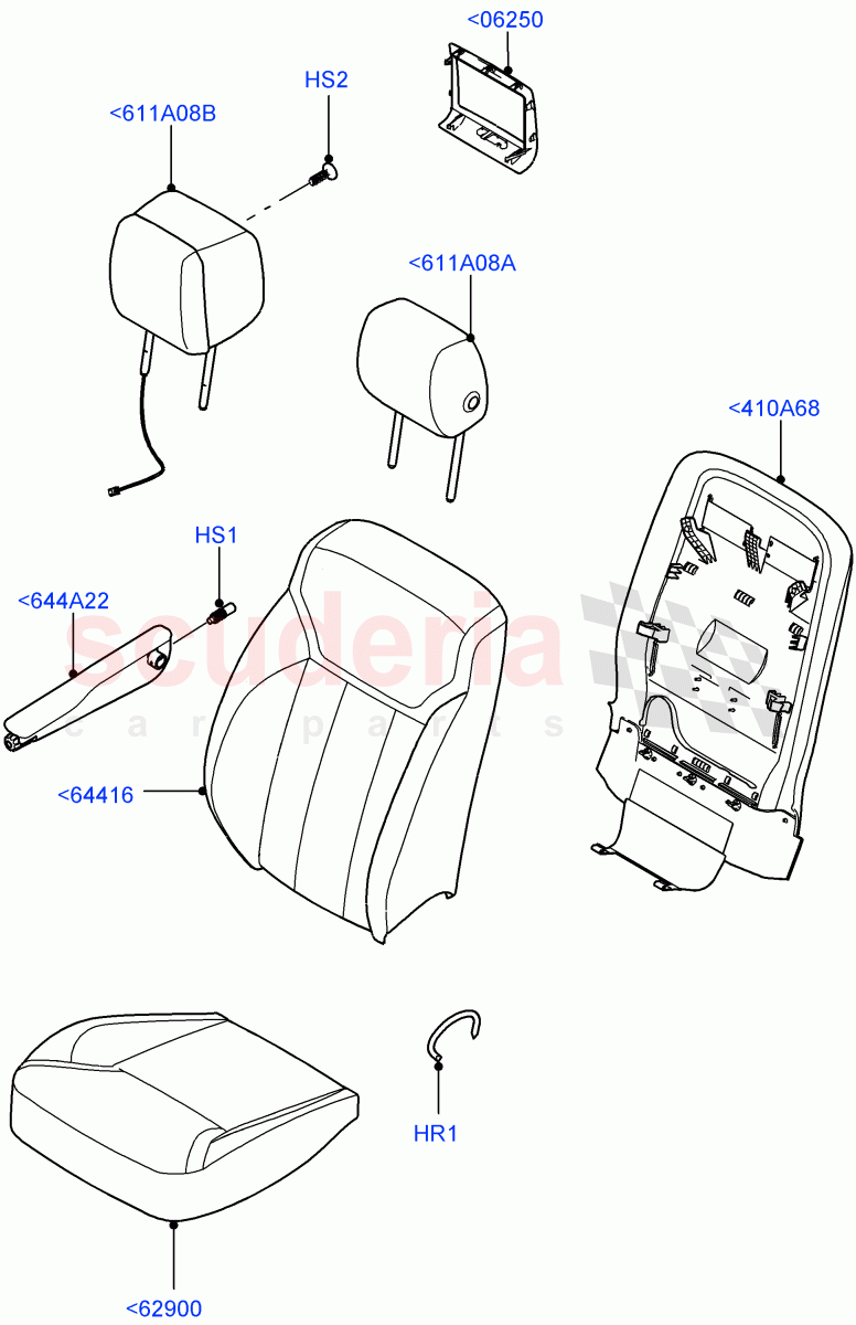 Front Seat Covers(Solihull Plant Build)(Taurus Leather Perforated,Version - Core,With 5 Seat Configuration,With 7 Seat Configuration)((V)FROMHA000001) of Land Rover Land Rover Discovery 5 (2017+) [3.0 I6 Turbo Diesel AJ20D6]