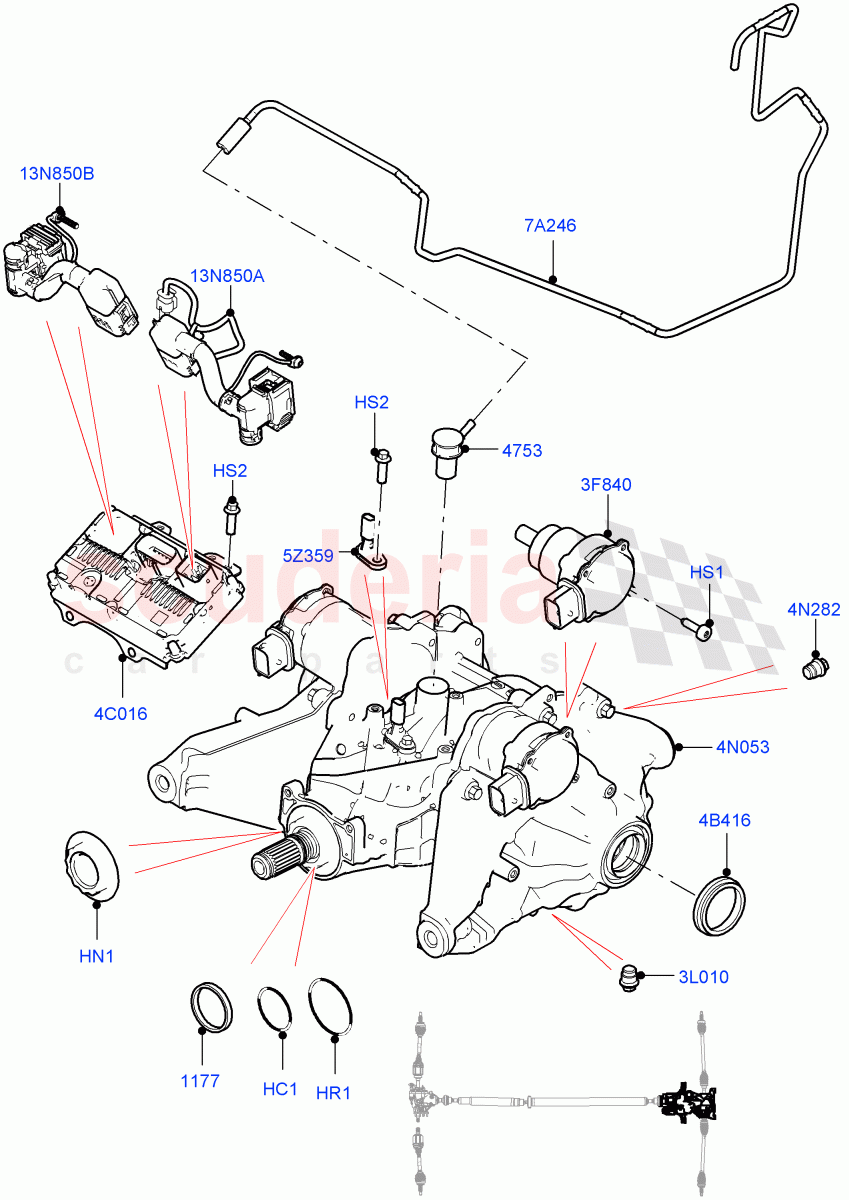 Rear Axle (Itatiaia (Brazil), All Wheel Drive, Dynamic Driveline, Less Electric Engine Battery, Electric Engine Battery-MHEV) of Land Rover Land Rover Range Rover Evoque (2019+) [2.0 Turbo Diesel]