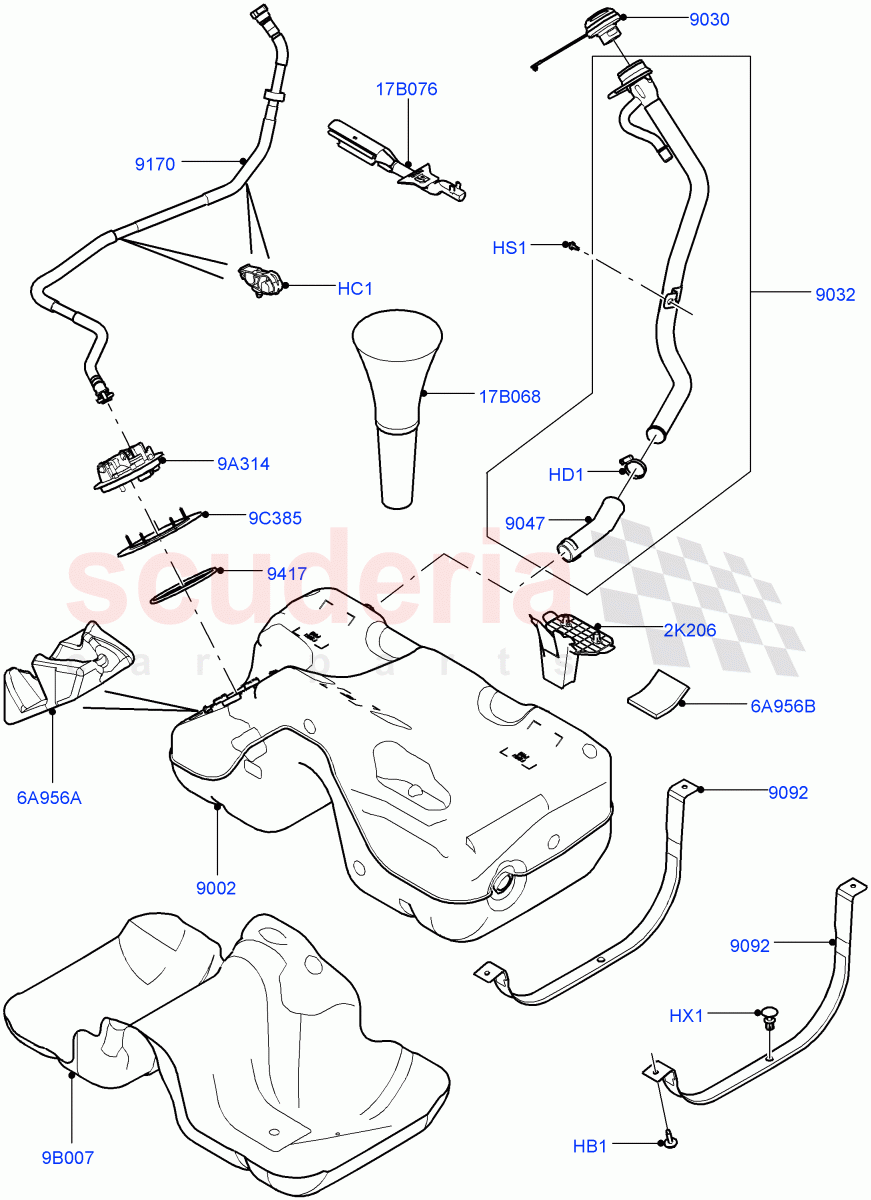 Fuel Tank & Related Parts(2.2L CR DI 16V Diesel) of Land Rover Land Rover Range Rover Evoque (2012-2018) [2.2 Single Turbo Diesel]