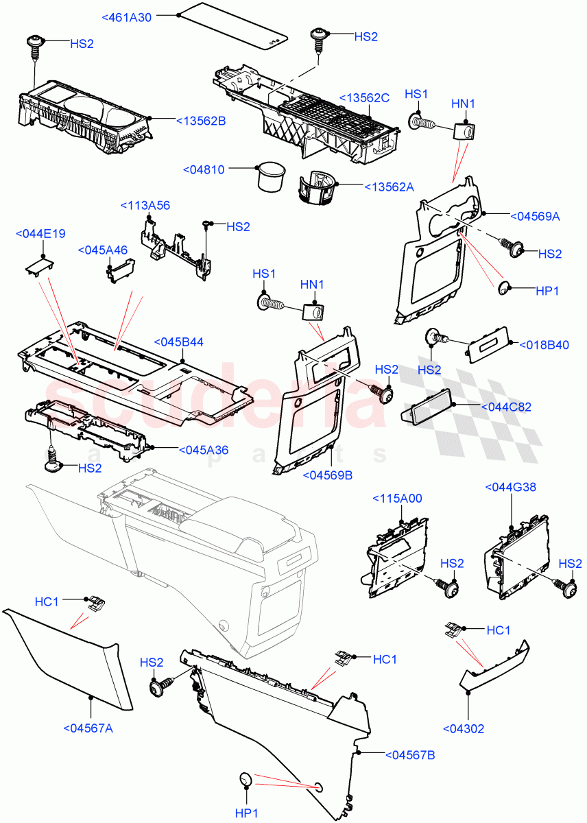Console - Floor (External Components, Nitra Plant Build) ((V) FROMK2000001, (V) TOL2999999) of Land Rover Land Rover Discovery 5 (2017+) [3.0 I6 Turbo Diesel AJ20D6]