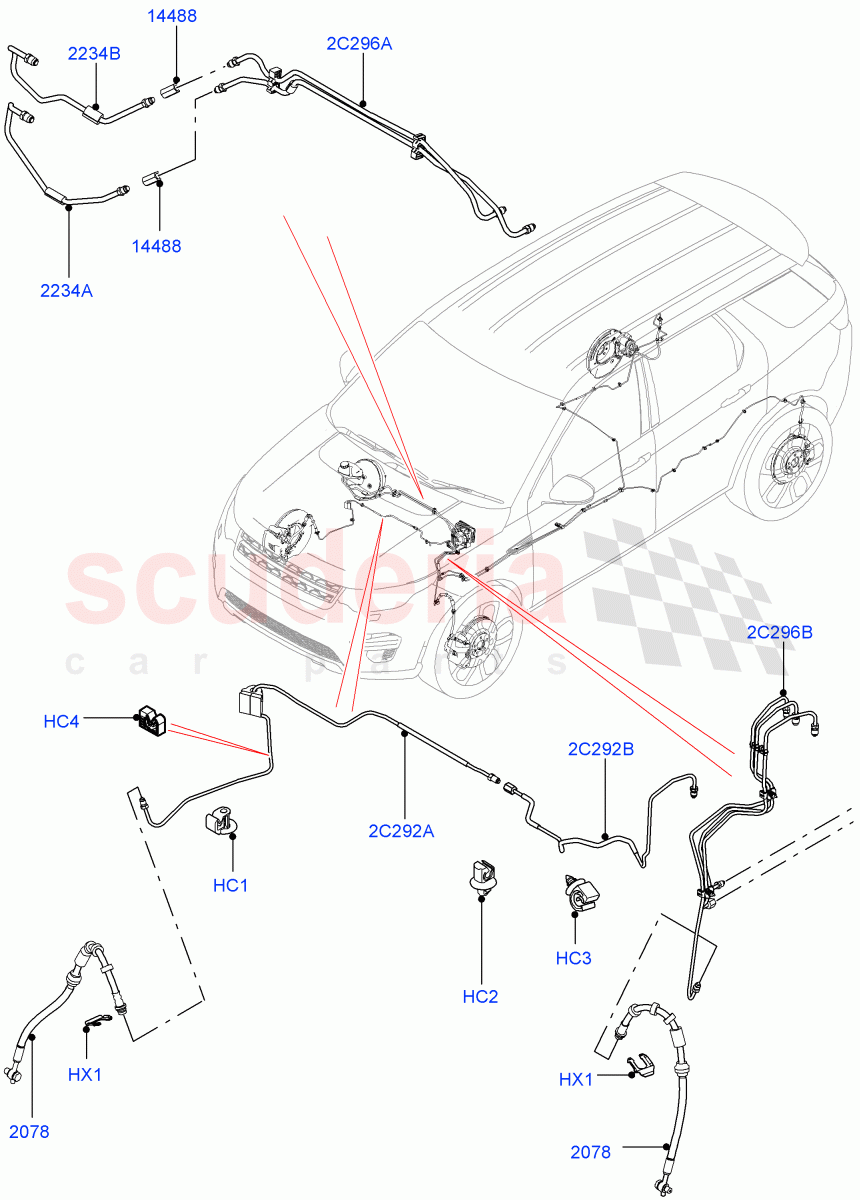 Front Brake Pipes (RHD, Halewood (UK)) ((V) TOKH999999) of Land Rover Land Rover Discovery Sport (2015+) [2.2 Single Turbo Diesel]