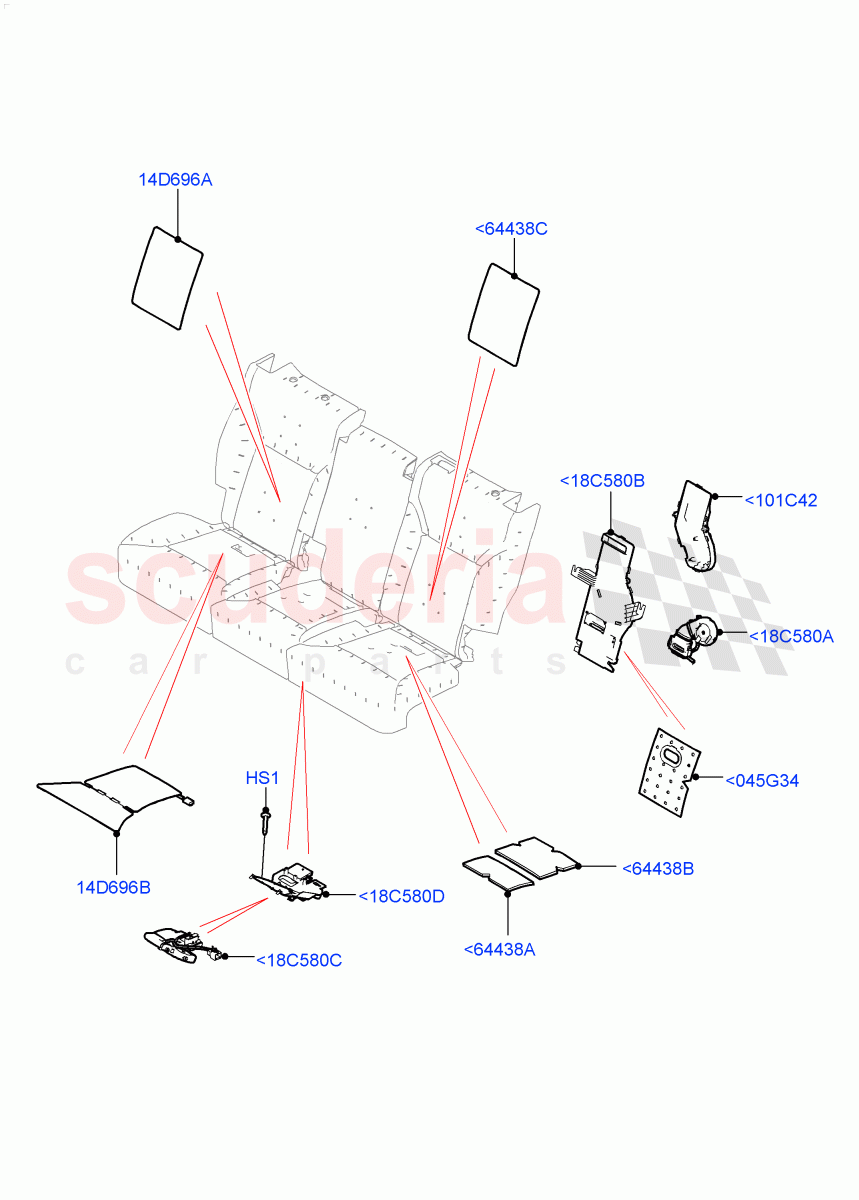 Rear Seat Pads/Valances & Heating(Nitra Plant Build, Heating)(Version - Core,60/40 Load Through With Slide,Version - R-Dynamic)((V)FROMK2000001) of Land Rover Land Rover Discovery 5 (2017+) [2.0 Turbo Petrol AJ200P]