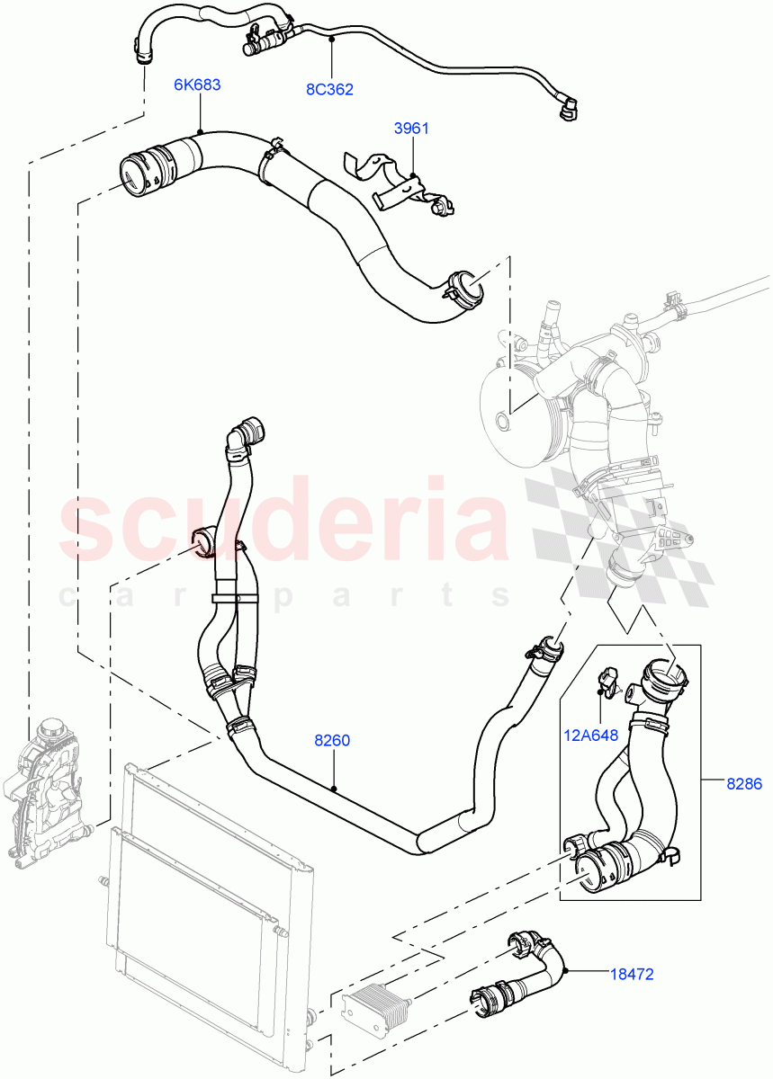 Cooling System Pipes And Hoses(5.0L OHC SGDI NA V8 Petrol - AJ133)((V)FROMAA000001) of Land Rover Land Rover Range Rover (2010-2012) [5.0 OHC SGDI NA V8 Petrol]