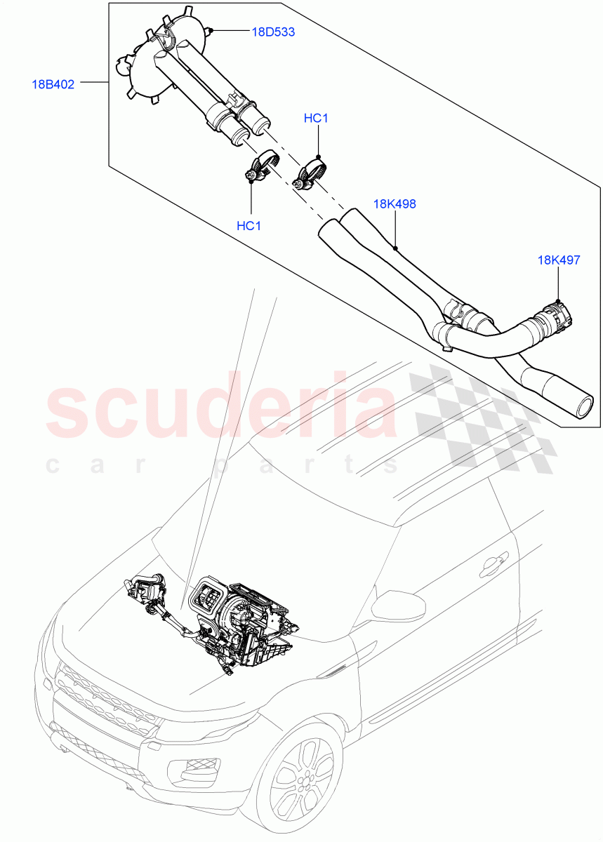 Auxiliary Heater Hoses (Changsu (China), Fuel Fired Heater With Park Heat, With Fuel Fired Heater) ((V) FROMEG000001) of Land Rover Land Rover Range Rover Evoque (2012-2018) [2.0 Turbo Petrol GTDI]