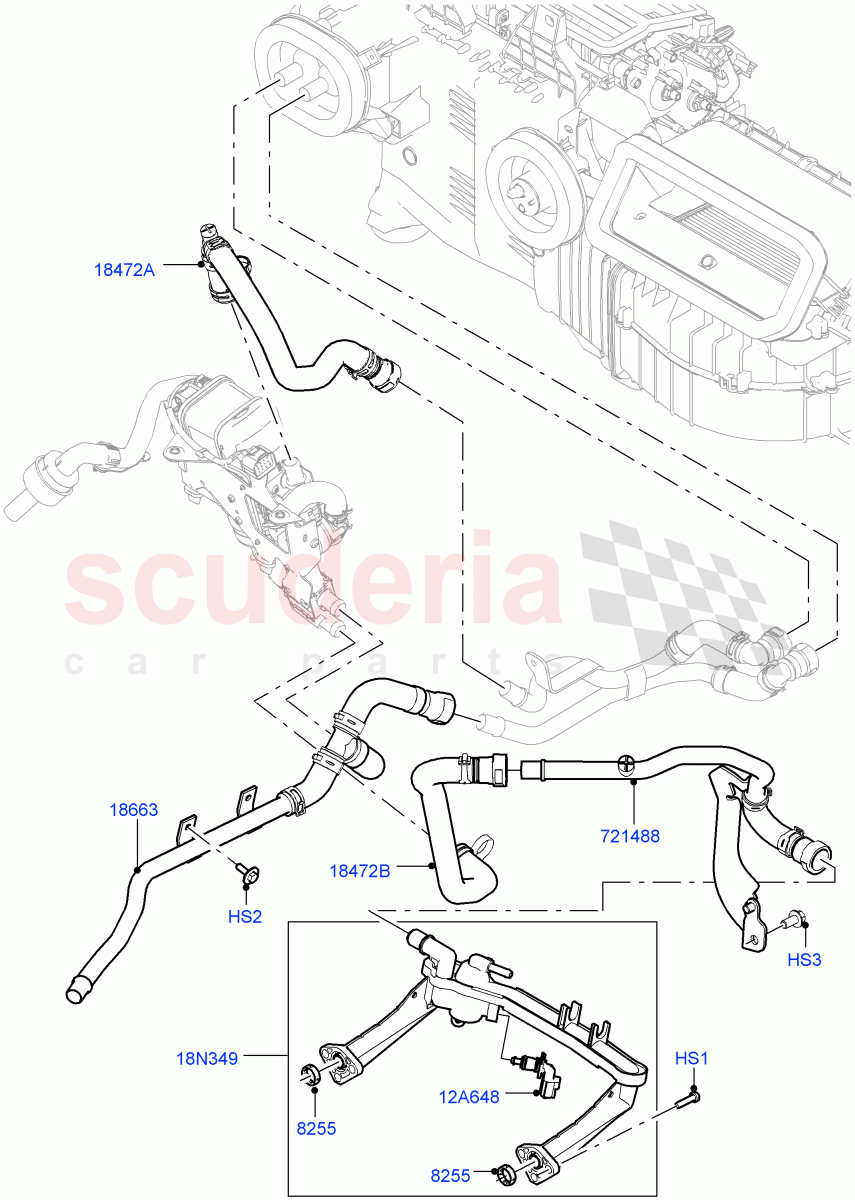 Heater Hoses(Front)(3.0L DOHC GDI SC V6 PETROL,Fuel Heater W/Pk Heat With Remote,Fuel Fired Heater With Park Heat)((V)FROMKA000001) of Land Rover Land Rover Range Rover Sport (2014+) [2.0 Turbo Diesel]