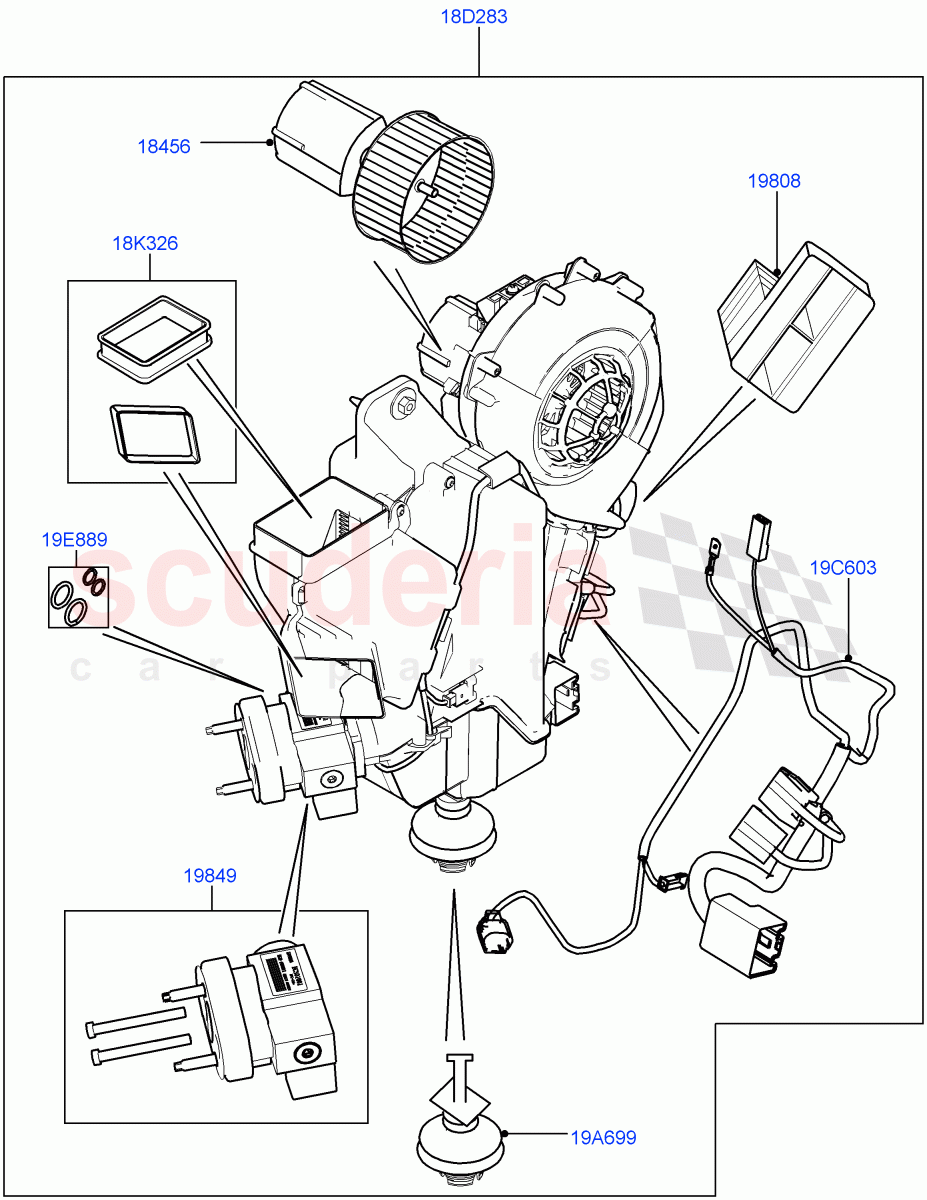 Heater/Air Cond.Internal Components(Auxiliary Unit)(Itatiaia (Brazil),Climate Control - Chiller Unit)((V)FROMGT000001) of Land Rover Land Rover Discovery Sport (2015+) [2.0 Turbo Diesel AJ21D4]