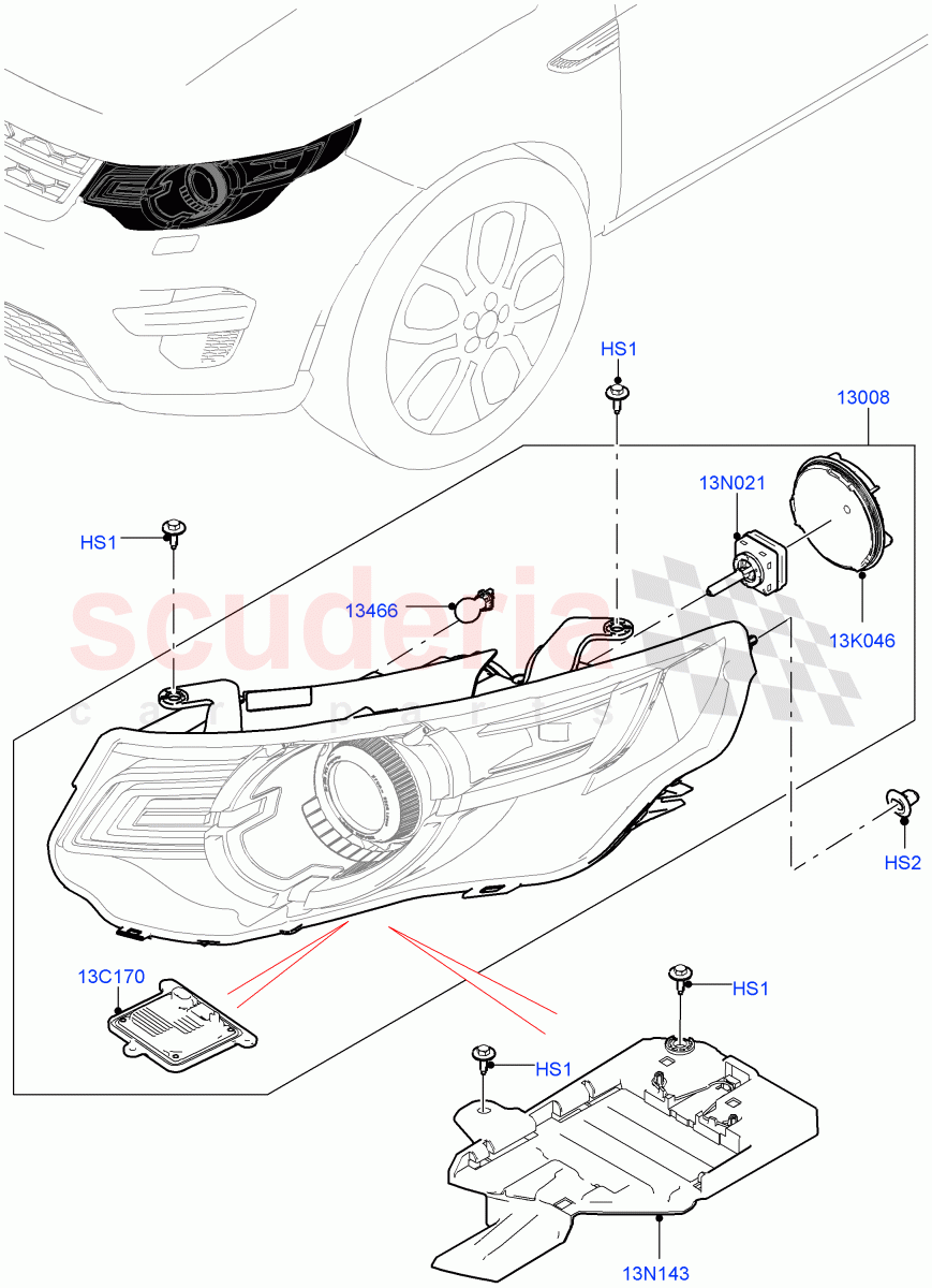 Headlamps And Front Flasher Lamps(Changsu (China),With BI - Xenon Headlamps,With Adaptive Headlamps Bi Xenon,Headlamps - LED Premium,Headlamps - LED Matrix,Headlamps - LED)((V)FROMFG000001) of Land Rover Land Rover Discovery Sport (2015+) [2.0 Turbo Diesel AJ21D4]